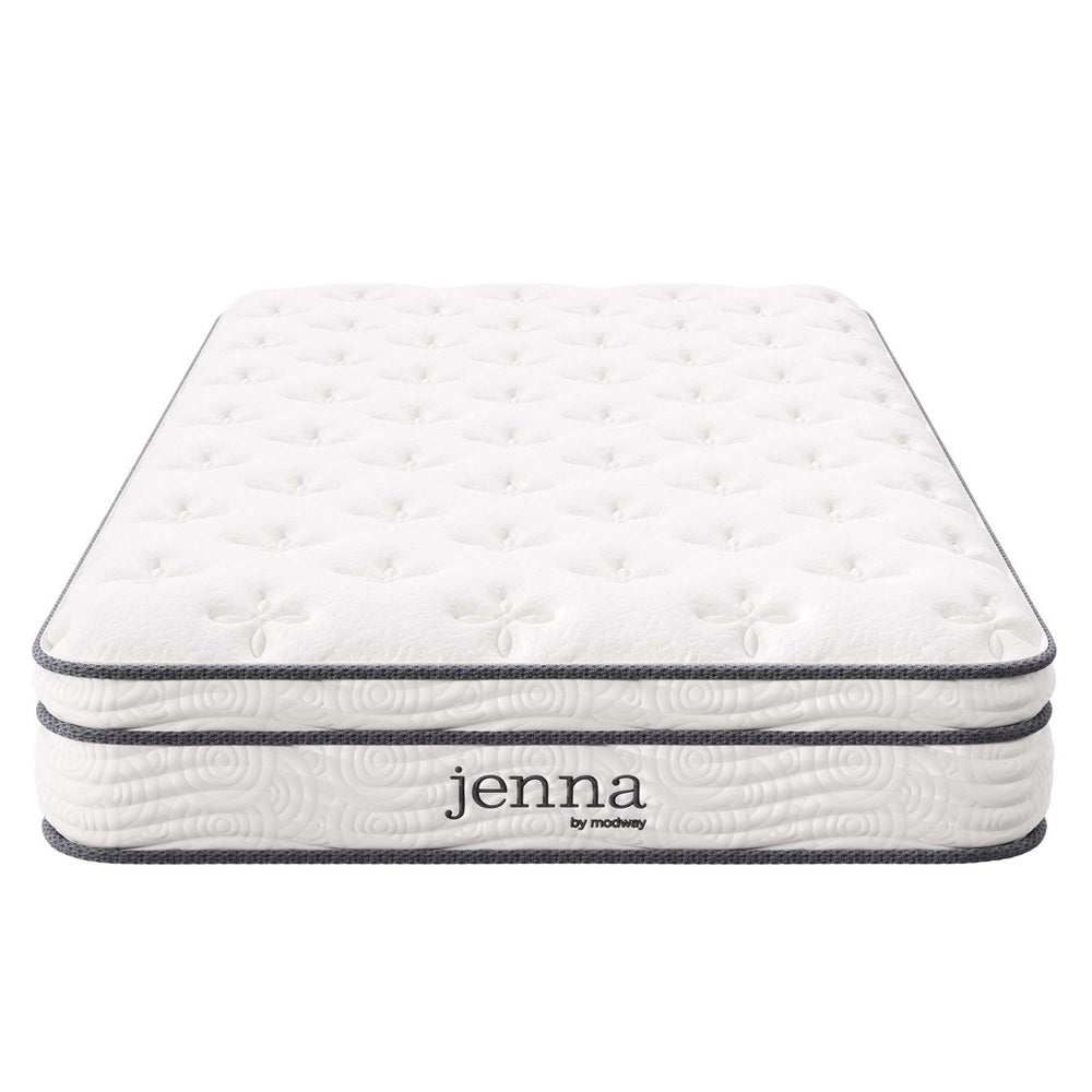 Modway Furniture Jenna 8" Hybrid Twin Mattress with Innerspring & Foam, Pillow-Top Comfort for Restful Sleep MOD-6133-WHI