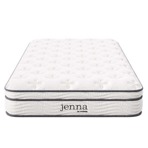Modway Furniture Jenna 8" Hybrid Twin Mattress with Innerspring & Foam, Pillow-Top Comfort for Restful Sleep MOD-6133-WHI