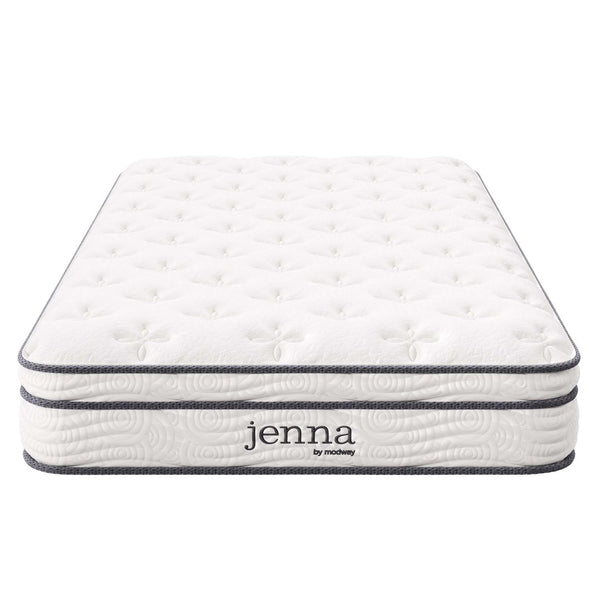Modway Furniture Jenna 8" Hybrid Twin Mattress with Innerspring & Foam, Pillow-Top Comfort for Restful Sleep MOD-6133-WHI