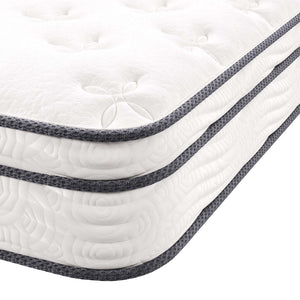 Modway Furniture Jenna 8" Hybrid Twin Mattress with Innerspring & Foam, Pillow-Top Comfort for Restful Sleep MOD-6133-WHI