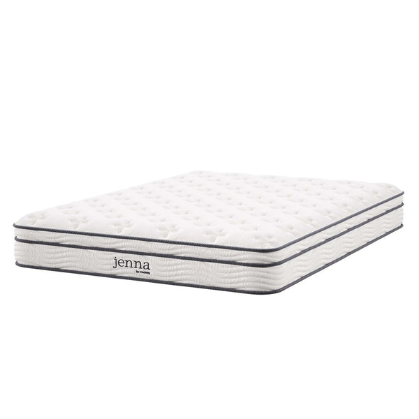 Modway Furniture Jenna 8" Hybrid Innerspring & Foam Mattress - Pressure Relief, Motion Isolation, Firm Support MOD-6134-WHI
