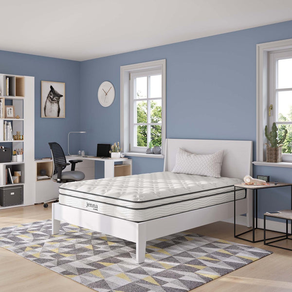 Modway Furniture Jenna 8" Hybrid Innerspring & Foam Mattress - Pressure Relief, Motion Isolation, Firm Support MOD-6134-WHI