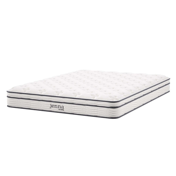 Modway Furniture Jenna 8" Hybrid Queen Mattress - Innerspring & Foam for Ultimate Comfort, Support, and Cool Sleep MOD-6135-WHI