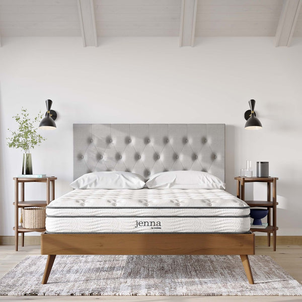 Modway Furniture Jenna 8" Hybrid Queen Mattress - Innerspring & Foam for Ultimate Comfort, Support, and Cool Sleep MOD-6135-WHI