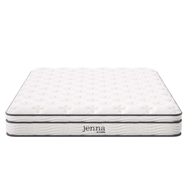 Modway Furniture Jenna 8" Hybrid Queen Mattress - Innerspring & Foam for Ultimate Comfort, Support, and Cool Sleep MOD-6135-WHI