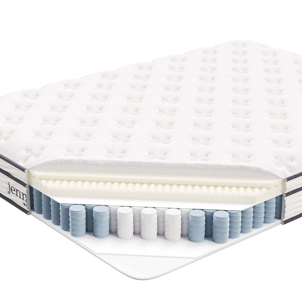 Modway Furniture Jenna 8" Hybrid Queen Mattress - Innerspring & Foam for Ultimate Comfort, Support, and Cool Sleep MOD-6135-WHI