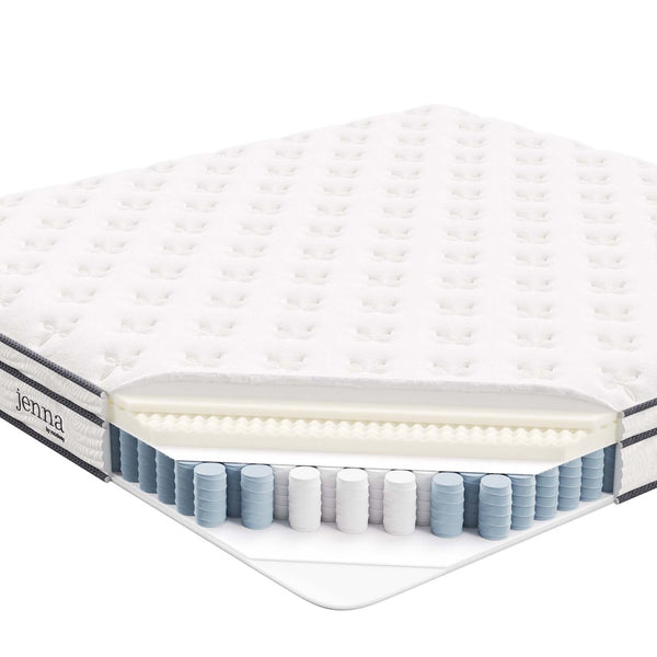 Modway Furniture Jenna 8" Hybrid Innerspring & Foam King Mattress - Breathable, Supportive, & Motion-Isolating Comfort MOD-6136-WHI