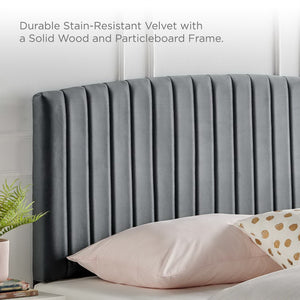 Modway Furniture Rebecca Performance Velvet Twin Headboard – Elegant Design with Adjustable Height for Stylish Comfort Charcoal MOD-6140-CHA