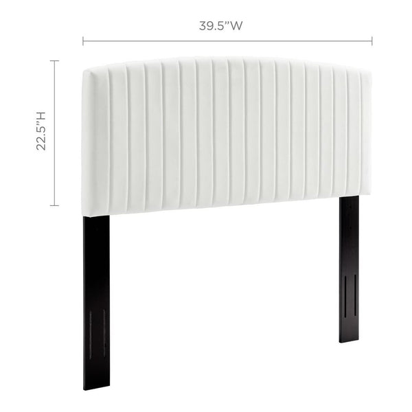Modway Furniture Rebecca Performance Velvet Twin Headboard – Elegant Design with Adjustable Height for Stylish Comfort White MOD-6140-WHI
