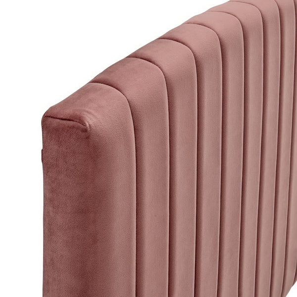 Modway Furniture Rebecca Performance Velvet Headboard - Channel-Tufted, Adjustable Height, Luxe Comfort for Bedrooms Dusty Rose MOD-6141-DUS