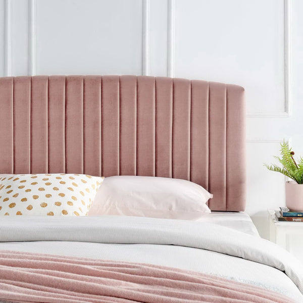 Modway Furniture Rebecca Performance Velvet Headboard - Channel-Tufted, Adjustable Height, Luxe Comfort for Bedrooms Dusty Rose MOD-6141-DUS