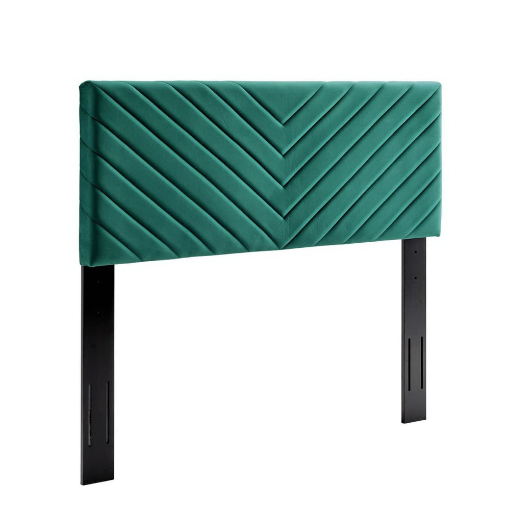 Modway Furniture Alyson Twin Headboard - Stylish Angular Channel Tufted Velvet Design for Kids & Guest Rooms, Teal MOD-6143-TEA