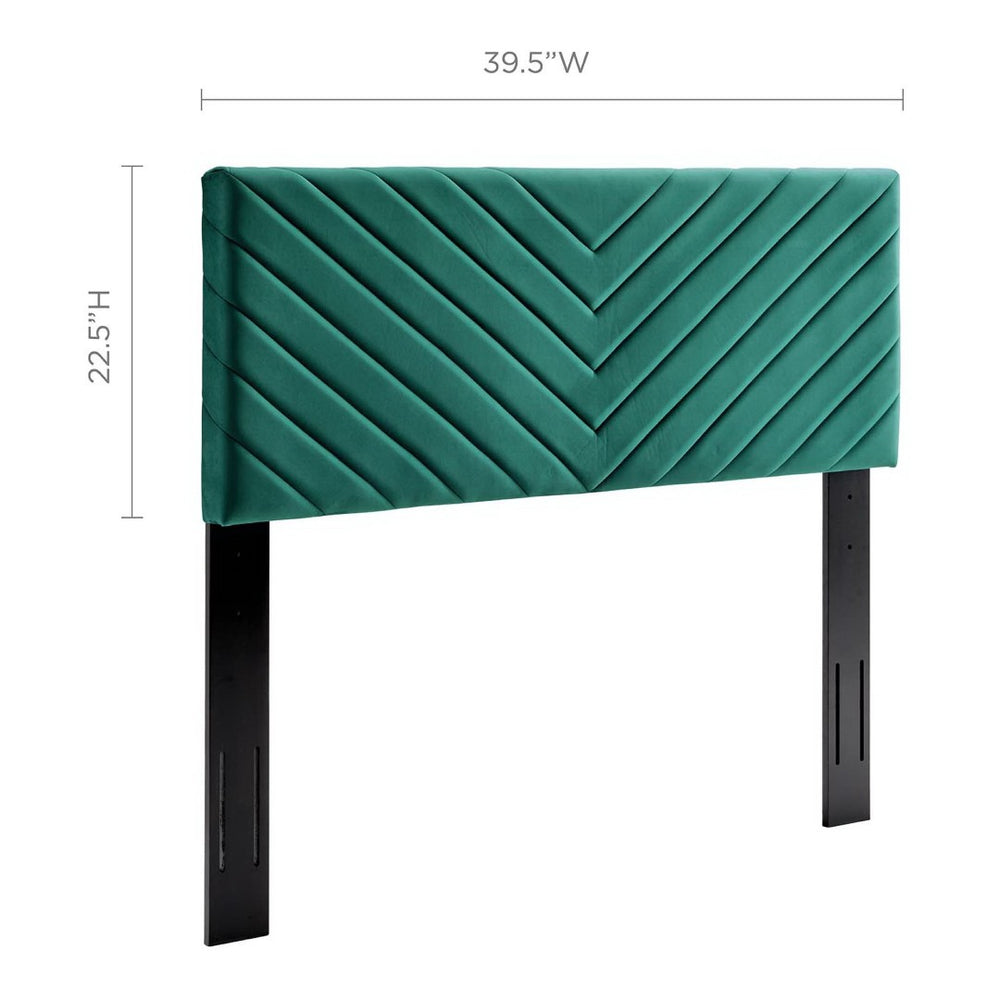 Modway Furniture Alyson Twin Headboard - Stylish Angular Channel Tufted Velvet Design for Kids & Guest Rooms, Teal MOD-6143-TEA