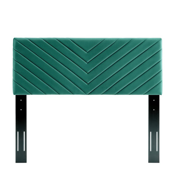 Modway Furniture Alyson Twin Headboard - Stylish Angular Channel Tufted Velvet Design for Kids & Guest Rooms, Teal MOD-6143-TEA