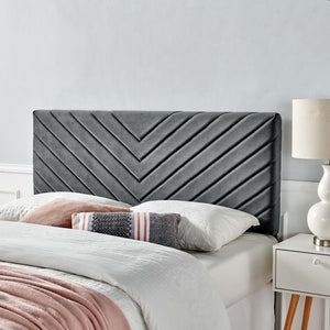 Modway Furniture Alyson Tufted Performance Velvet Headboard - Contemporary Chevron Design for Full & Queen Beds Charcoal MOD-6144-CHA