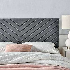 Modway Furniture Alyson Tufted Performance Velvet Headboard - Contemporary Chevron Design for Full & Queen Beds Charcoal MOD-6144-CHA