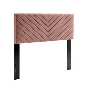 Modway Furniture Alyson Tufted Performance Velvet Headboard - Contemporary Chevron Design for Full & Queen Beds Dusty Rose MOD-6144-DUS