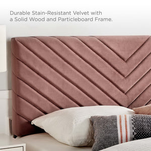Modway Furniture Alyson Tufted Performance Velvet Headboard - Contemporary Chevron Design for Full & Queen Beds Dusty Rose MOD-6144-DUS