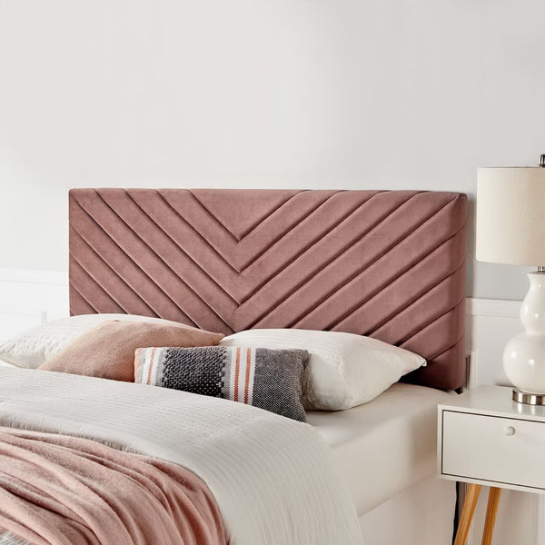 Modway Furniture Alyson Tufted Performance Velvet Headboard - Contemporary Chevron Design for Full & Queen Beds Dusty Rose MOD-6144-DUS