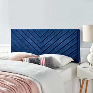 Modway Furniture Alyson Tufted Performance Velvet Headboard - Contemporary Chevron Design for Full & Queen Beds Navy MOD-6144-NAV