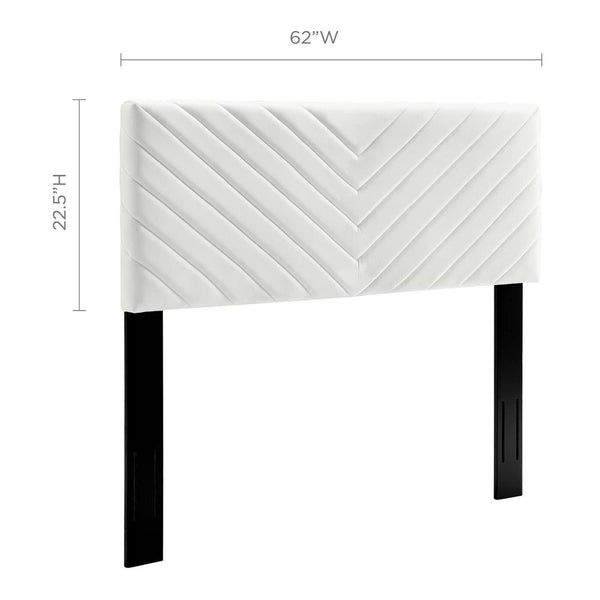 Modway Furniture Alyson Tufted Performance Velvet Headboard - Contemporary Chevron Design for Full & Queen Beds White MOD-6144-WHI