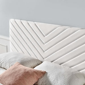 Modway Furniture Alyson Angular Channel Tufted Performance Velvet Headboard - Modern Elegance for King Beds White MOD-6145-WHI