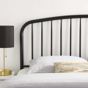 Modway Furniture Nova Arched Spindle Iron Headboard Modern Farmhouse Style Adjustable Full Bed Frame Black MOD-6149-BLK