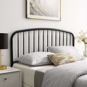 Modway Furniture Nova Arched Spindle Iron Headboard Modern Farmhouse Style Adjustable Full Bed Frame Black MOD-6149-BLK