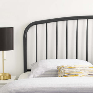 Modway Furniture Nova Arched Spindle Iron Headboard Modern Farmhouse Style Adjustable Full Bed Frame Gray MOD-6149-GRY