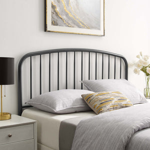 Modway Furniture Nova Arched Spindle Iron Headboard Modern Farmhouse Style Adjustable Full Bed Frame Gray MOD-6149-GRY