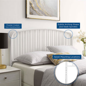 Modway Furniture Nova Modway Arched Spindle Iron Headboard Modern Farmhouse King Bedroom Accent White MOD-6151-WHI