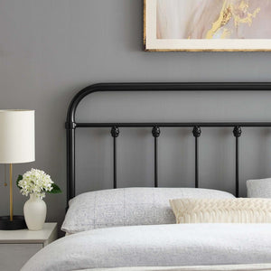 Modway Furniture Sage Metal Twin Headboard - Adjustable Rustic Modern Design for Timeless Bedroom Elegance Black MOD-6152-BLK