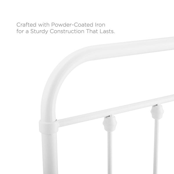 Modway Furniture Sage Metal Twin Headboard - Adjustable Rustic Modern Design for Timeless Bedroom Elegance White MOD-6152-WHI