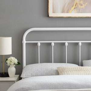 Modway Furniture Sage Metal Queen Headboard by Modway - Timeless Farmhouse Design with Adjustable Height & Durability White MOD-6154-WHI