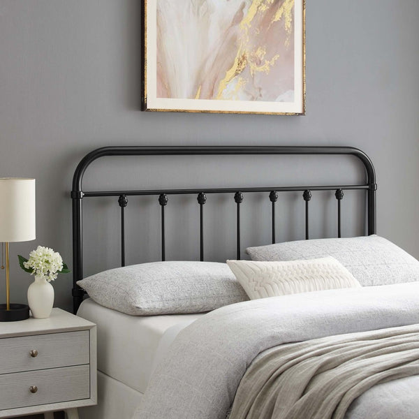 Modway Furniture Sage Metal King Headboard by Modway - Vintage Farmhouse Charm with Adjustable Height Design Black MOD-6155-BLK