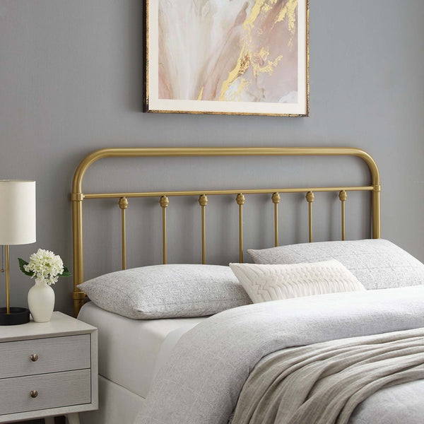 Modway Furniture Sage Metal King Headboard by Modway - Vintage Farmhouse Charm with Adjustable Height Design Gold MOD-6155-GLD