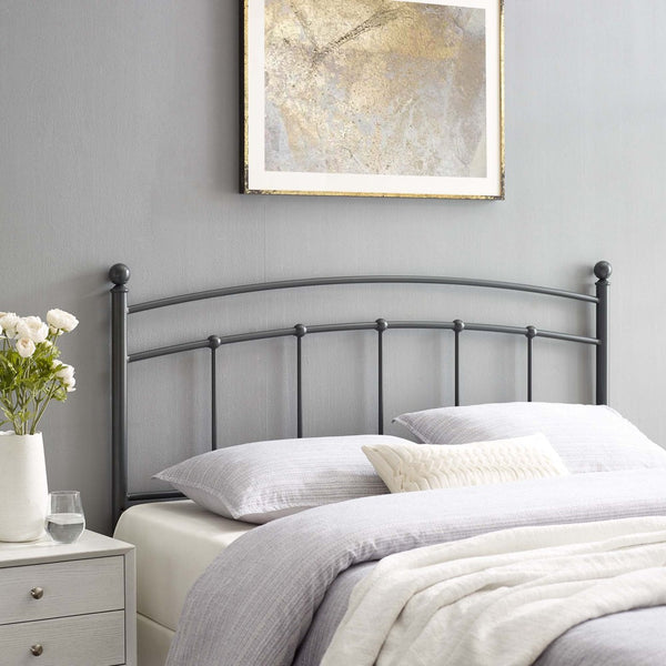 Modway Furniture Abigail Metal Full Headboard – Timeless Farmhouse Charm with Vintage-Modern Style for Bedrooms Gray MOD-6157-GRY