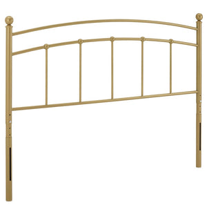 Modway Furniture Abigail Metal Queen Headboard - Timeless Farmhouse Charm with Arched Design and Spindle Details Gold MOD-6158-GLD