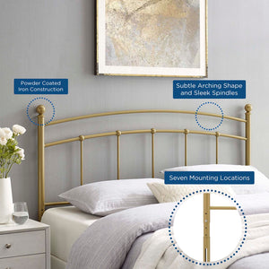 Modway Furniture Abigail Metal Queen Headboard - Timeless Farmhouse Charm with Arched Design and Spindle Details Gold MOD-6158-GLD
