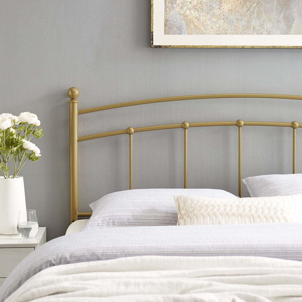 Modway Furniture Abigail Metal Queen Headboard - Timeless Farmhouse Charm with Arched Design and Spindle Details Gold MOD-6158-GLD