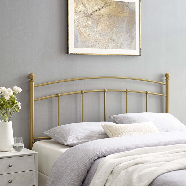 Modway Furniture Abigail Metal King Headboard - Timeless Farmhouse Charm with Adjustable Height and Durable Design Gold MOD-6159-GLD