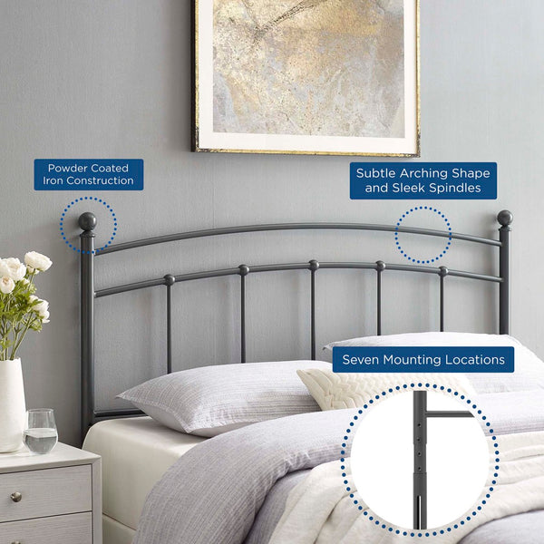 Modway Furniture Abigail Metal King Headboard - Timeless Farmhouse Charm with Adjustable Height and Durable Design Gray MOD-6159-GRY