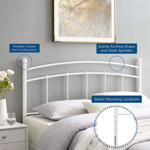 Modway Furniture Abigail Metal King Headboard - Timeless Farmhouse Charm with Adjustable Height and Durable Design White MOD-6159-WHI