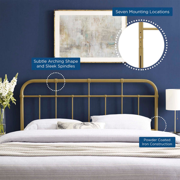 Modway Furniture Alessia Queen Metal Headboard - Modern Farmhouse Style with Durable Iron Construction & Elegance Gold MOD-6162-GLD