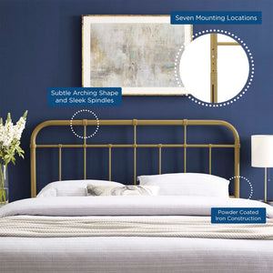 Modway Furniture Alessia Metal King Headboard - Modern Farmhouse Design with Durable Iron Construction & Spindle Detail Gold MOD-6163-GLD
