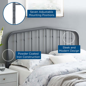 Modway Furniture Lennon Metal Full Headboard - Modern Farmhouse Design for Full-Size Beds with Adjustable Height Options Gray MOD-6165-GRY
