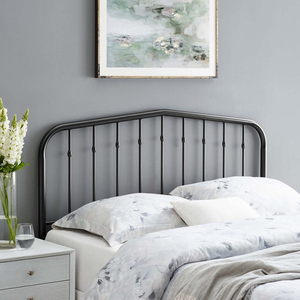 Modway Furniture Lennon Metal Queen Headboard by Modway – Timeless Farmhouse Elegance with Adjustable Support Design Black MOD-6166-BLK