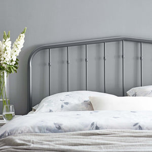 Modway Furniture Lennon Metal Queen Headboard by Modway – Timeless Farmhouse Elegance with Adjustable Support Design Gray MOD-6166-GRY