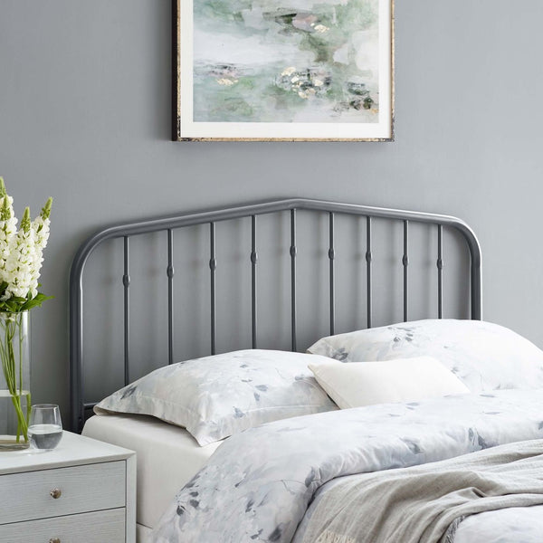 Modway Furniture Lennon Metal Queen Headboard by Modway – Timeless Farmhouse Elegance with Adjustable Support Design Gray MOD-6166-GRY