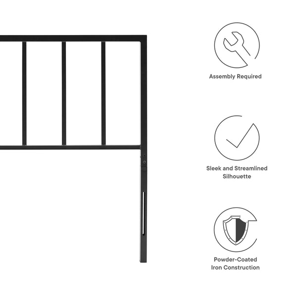 Modway Furniture Tatum Iron Spindle Twin Headboard Geometric Modern Frame for Guest or Dorm Rooms Black MOD-6168-BLK